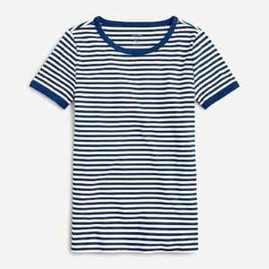 J. Crew Perfect Fit Crewneck Short Sleeve Tee Shirt in Blue/White Stripe